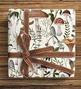 ZINTBIAL Mushroom Wrapping Paper for Kids Adults- Black White Funny Plant Gift Packaging for Spri...