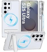 For Samsung Galaxy S25 Ultra Case with Stand MagSafe Crystal Clear Magnetic Protective Android Ph...