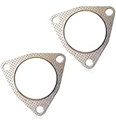 CouTunp 2PCS 3" Exhaust Gasket, 3-Bolt Exhaust Flange Gasket with High Sealing, High Temperature ...