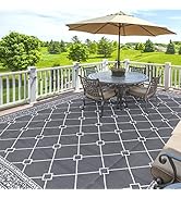 HiiARug Outdoor Rugs 9'x12' for Patios Waterproof RV Mats Camping Rug Outdoor Area Rug Lightweigh...