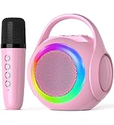 Hockvill Mini Karaoke Machine for Kids with Microphone, Bluetooth Toddler Karaoke Toy with LED Li...