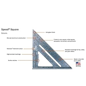 Swanson Tool Co S0101SDP217 Value Pack 7in Speed Square and Speed Draw Carpenter Pencil Holder