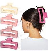 Ahoney 5 Inch Pink Hair Clips Extra Large Claw Clips Big Hair Clips for Thick Long Hair, XL Giant...
