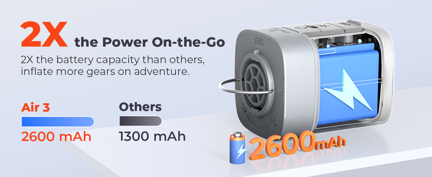 2600mAh battery large capacity air pump for inflatables air mattress pump electric air pump