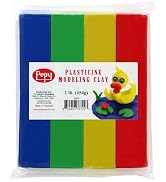 Pepy Reusable and Non-Drying Oil-Based Plasticine Modeling Clay, Primary Colors, 1 Pound, Sulfur-...