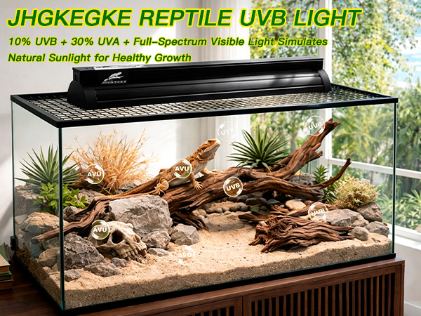 T5 10.0 UVB Reptile Light Fixture Combo Kit for Bearded Dragons Lizards Tortoises and Other Desert