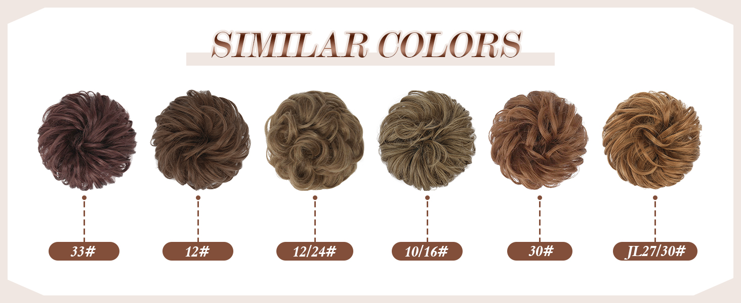 Brown shades of messy bun hair piece
