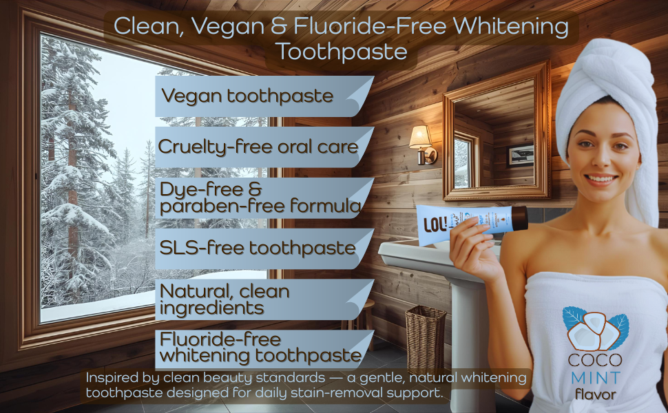 vegan toothpaste, SLS-Free, Dye- Free, Natural cleans ingredients. Cruely_free