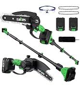 SOYUS 2-IN-1 Electric Pole Saws for Tree Trimming, 21V 6-Inch Mini Chainsaw with 2x2.0Ah Batterie...