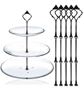 Happy Will 5 Sets 3 Tier Crown Cake Stand Fruit Cake Plate Handle Fitting Hardware Rod Stand Hold...