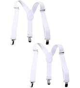 Calsgkspray 2Pcs White Child Kids Girls Boys Suspenders Braces, Adjustable Clip on Y-Back Elastic...