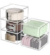 Hongtuocb 5 Layers Clear Square Acrylic Belt Organizer for Closet, Belt Holder for Accessories, S...