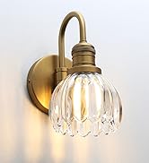 JIMUBEAM Vintage U-Shaped Wall Sconce Lamp with Tulip Flower Glass Shade, Industrial Indoor Bathr...
