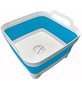 9L (2.4Gallon) Dish Basin Collapsible with Drain Plug Carry Handles, Space Saveing Kitchen Storag...