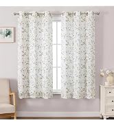 OWENIE Printed Floral Curtains for Bedroom Living Room 63 Inch Length 2 Panels Set, Soft Light Fi...