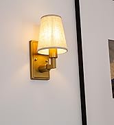 JIMUBEAM Wall Sconce 1-Light Fixture Antique Finish with Linen Fabric Shade, E26 Hardwired Indoor...