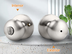 Brushed nickel door knob privacy function bedroom bathroom no key
