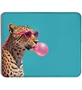 XUNLURY Funny Blue Leopard Animals Mouse Pad, Pink Bubble Gum Leopard Mouse Pads for Wireless Mou...