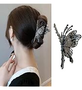 ROMODIYA Hair Clip, Black Rhinestones Butterfly Hair Clip, Vintage Hair Claw Clip, Large No Slip ...