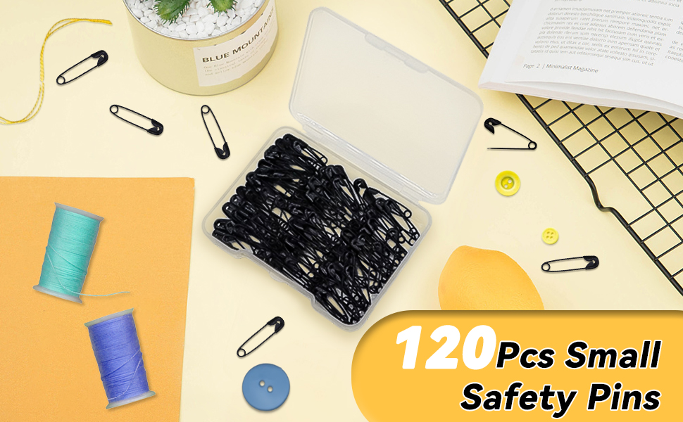 Small Black Safety Pins