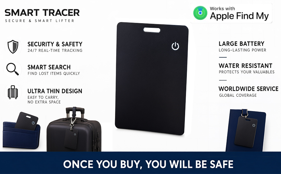 Apple MFi Certified Wallet Tracker Smart Card for Find My