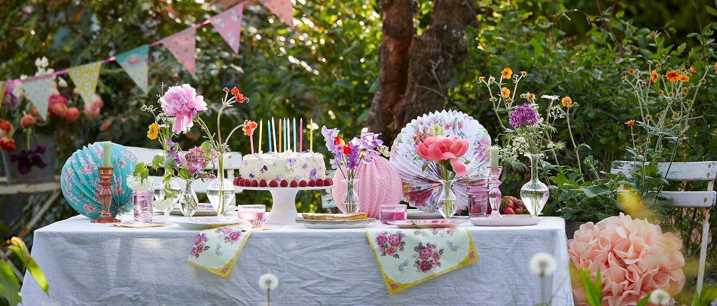 Floral Paper Lantern Plates Vintage Party Decoration