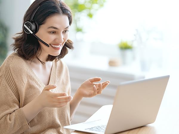 noise canceling headset for work headset for computer with microphone wireless headset for laptop