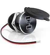 RV USB Outlet 72W All-Aluminum 12V/24V 3 Charging Ports, GIBBAB 36W PD3.0 Type-C+2 18W QC3.0 Fast...
