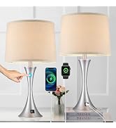 LIT-PaTH Table Lamp for Bedroom Nightstand Set of 2, Bedside Lamps with 3 Way Dimmable Touch Cont...