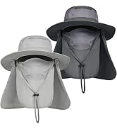 IYEBRAO Mens Outdoor Sun Hat with Face Neck Flap UV Protection Wide Brim Fishing Hat for Hiking S...