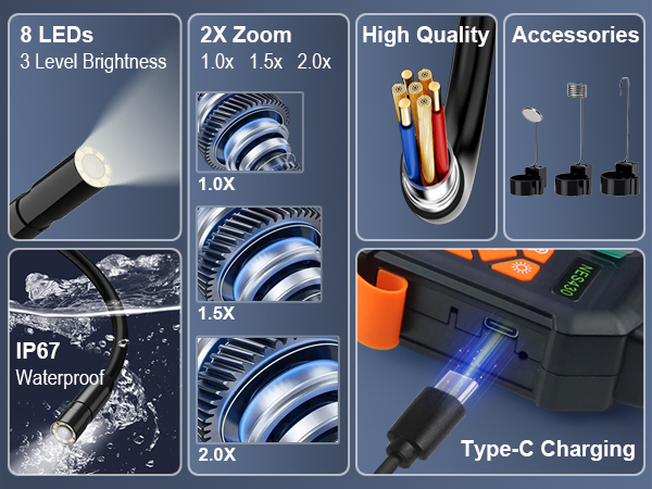 Sewer Inspection Camera Drain Camera Snake with Light IPS Screen Plumbing Camera Gadgets for Men