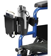 Wheelchair Cup Holder with Phone Holder, 2-in-1 Walker Cup Holder, 360° Rotatable Clamp with Sili...