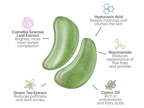 under eye patch hyaluronic retinol gold niacinamide bright wrinkle green tea collagen rose hydration