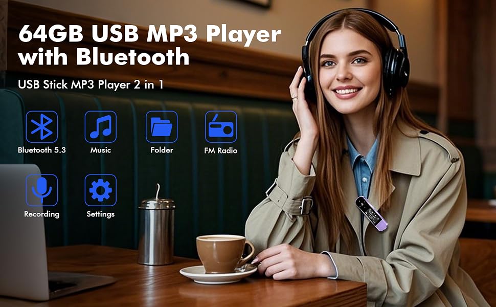 usb flash drive music player for Kids small mp3 player with Bluetooth Clip on Digital Audio Players
