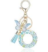 OKAICEN Fashion Alphabet Initial Letter Keychain Tassel Butterfly Pendant Key Ring for Purse Hand...