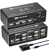 KVM Switch 2 Monitors 2 Computers, 8K@60Hz KVM Switch HDMI Extended Display, 4K@120Hz, KVM Switch...