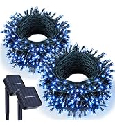 kemooie 2 Packs of 240 LED Solar Blue Christmas Lights Waterproof, 8 Twinkle Lights Modes Upgrade...