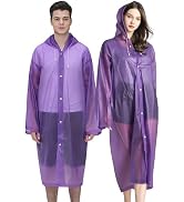 Cosowe Rain Ponchos for Adults Reusable, 2 Pcs Raincoats Emergency for Women Men with Hood and Dr...