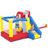 H2OGO! Slidetastic Mega Bouncer Inflatable Bounce House with Slide and Blower, Small Kids Bouncy ...
