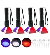 4 Pack LED Rechargeable Red Flashlight, Zoomable LED Small Black Flashlight with Memory Function,...