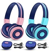 SIMOLIO 2 Pack Wireless Kids Headphones with Share Port, 75/85/94dB Volume Limiting, HD Mic, USB ...