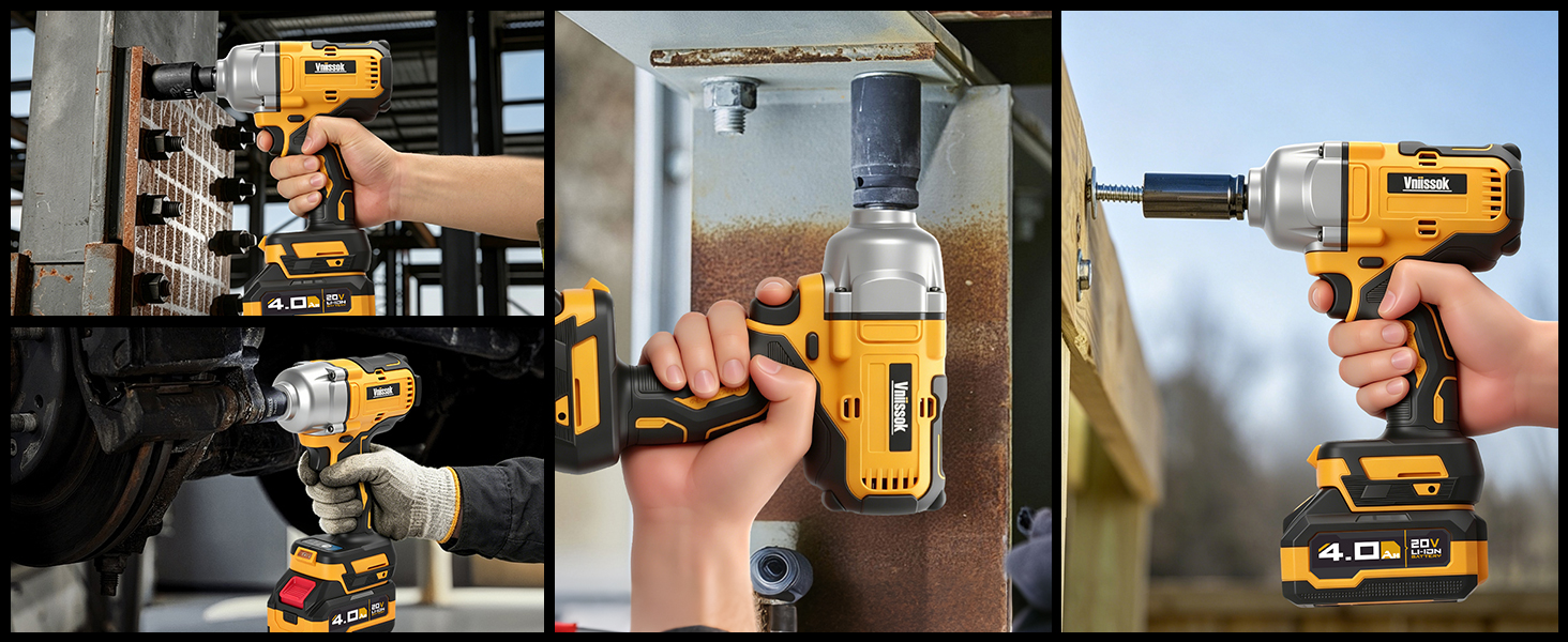 Upgraded Cordless Impact Wrench 1/2", 900 Ft-lbs (1200 Nm) Brushless Impact Gun Truck, Workshop