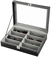 AMGSH 8 Slot Sunglass Eyeglass Organizer Case | PU Leather Glasses Storage Box, Women & Men Eyegl...