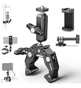 NEEWER Super Clamp with 3" Dual Ballhead Magic Arm, Cold Shoe, 1/4" Threads, Phone/Action Camera ...