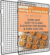 SCDGRW Cooling Racks for Cooking 2-Pack, 10" x 16" No Warp Heavy Duty Metal Wire Rack - Fits Half...