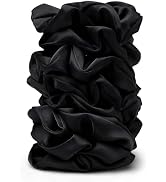 Satin Scrunchies for Women – 8PCS Black Silk Hair Ties – No Crease, Frizz-Free, Gentle Elastic Ha...