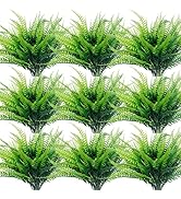 TURNMEON 12 Bundles Fake Boston Fern Artificial Plants Outdoor Summer Decor, UV Resistant Faux Pl...