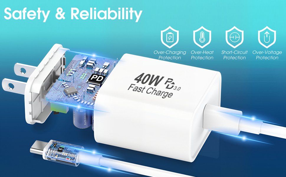 40W USB C Charger Block & 6FT Type C Cable