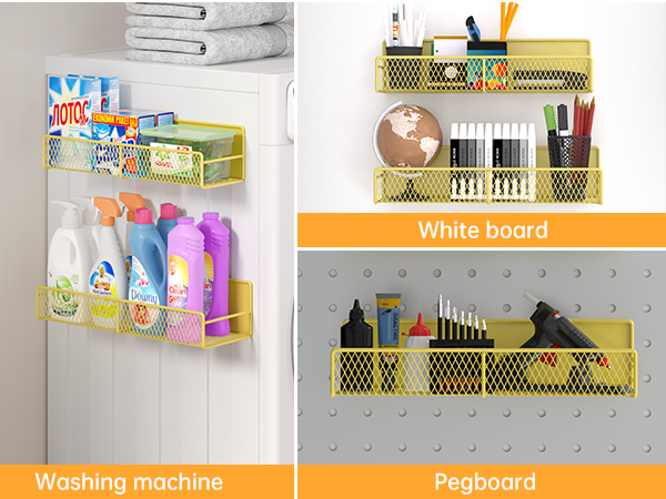 Magnetic Spice Rack for Refrigerator, 100% Metal Strong Magnet Shelf, Space Saving Spice Organizer