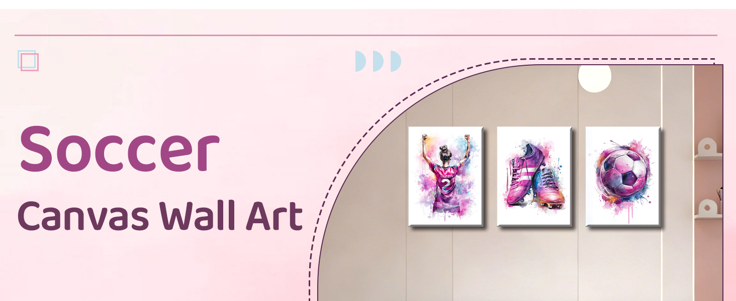 3Pcs Girl Graffiti Soccer Canvas Wall Art